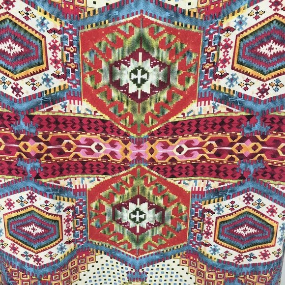 Raindrops By Papillon Womens Boho Print Cuffed Sleeves Multicolor Blouse Size M - Picture 4 of 7